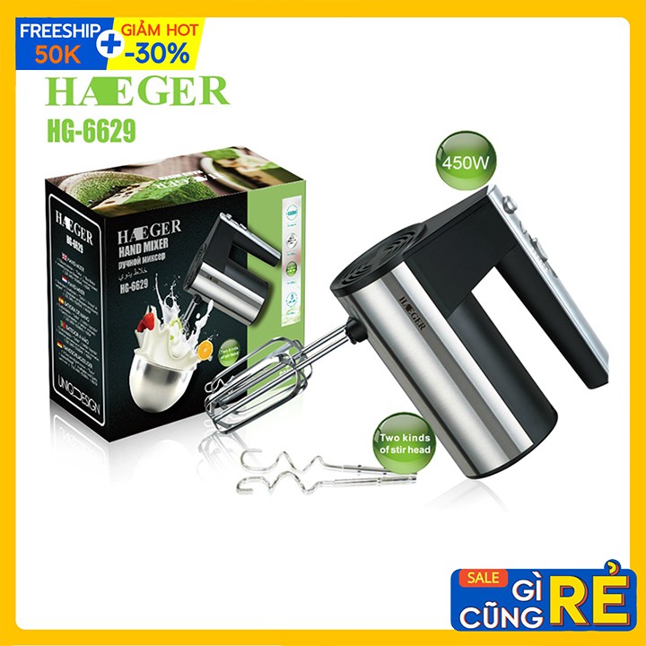 Máy Đánh Trứng, Máy Trộn Bột Chính Hãng HAEGER HG-6629 450W Siêu Mạnh