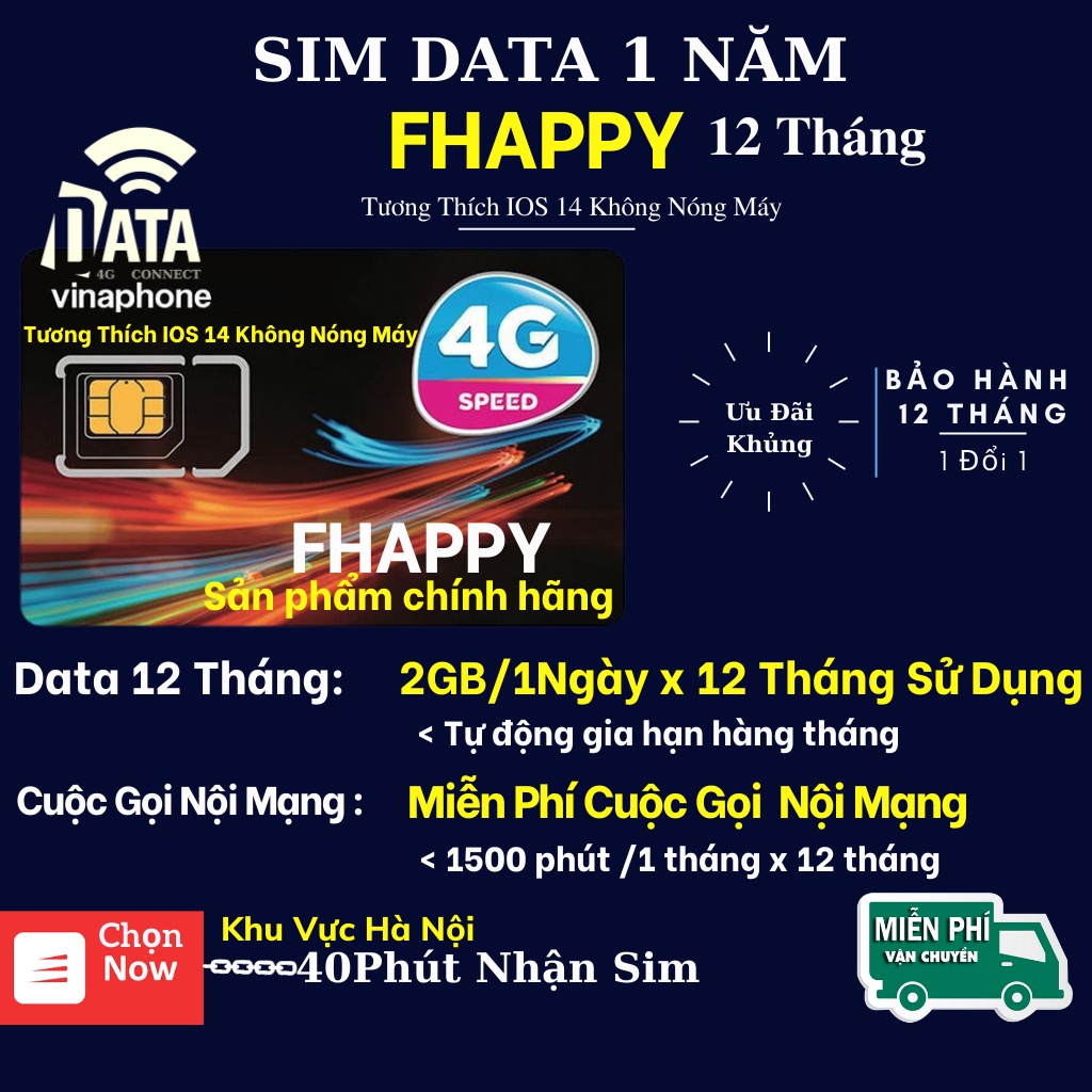 SIM4G D500 Vinaphone  , Kèm Nhiều Gói Data Giá Rẻ , Bảo Hành 12 Tháng