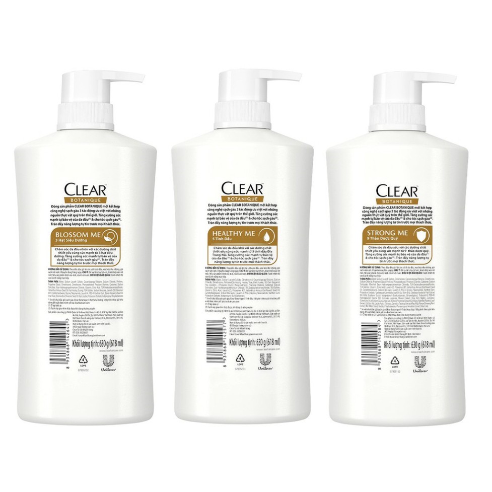 Dầu gội sạch gàu Clear Botanique 630g/chai