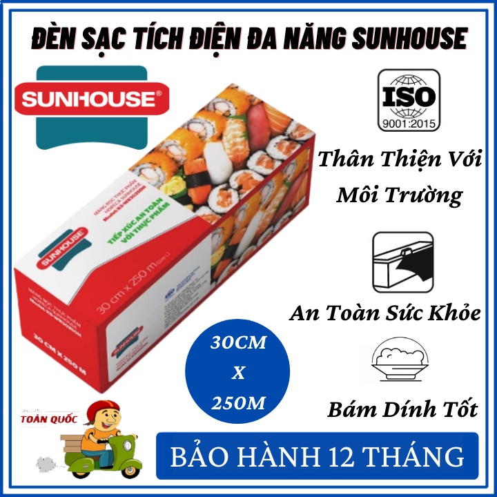 Màng bọc thực phẩm sunhouse cỡ lớnMàng bọc kích thước 30x250m, dễ bọc, siêu dai, chất liệu an toànBh 12 Tháng