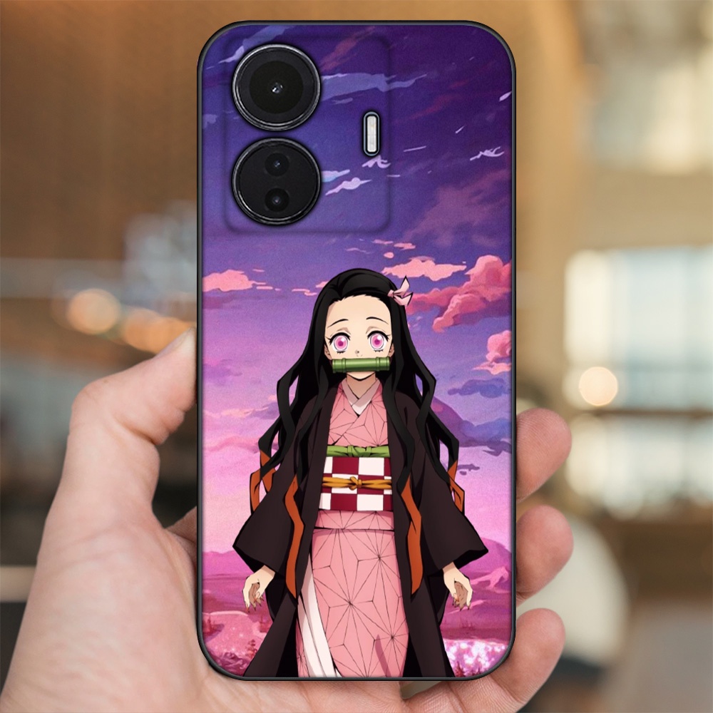 Ốp lưng Vivo T1 5G viền đen in hình Nezuko Kimetsu no Yaiba