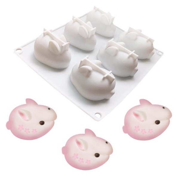 Khuôn silicon 6 thỏ 3D (KSL 07)