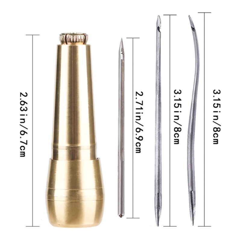 Comereally Bộ 4 Kim Khâu Giày Da Canvas Awl Taper Với Tay Cầm Kim Loại DIY Repa