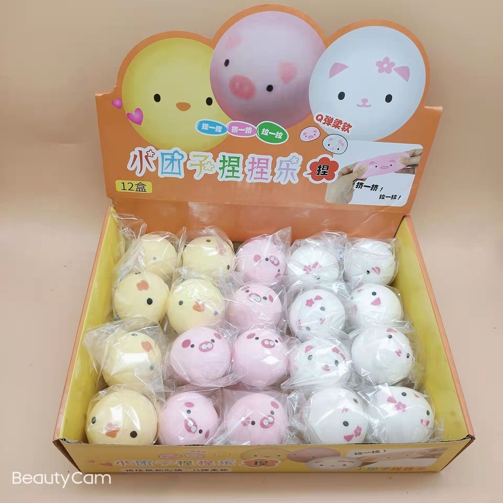 Squishy Mochi Bánh Bao mặt gấu bí ẩn mềm dễ thương chân thực giảm stress co dãn đàn hồi ngộ nghĩnh