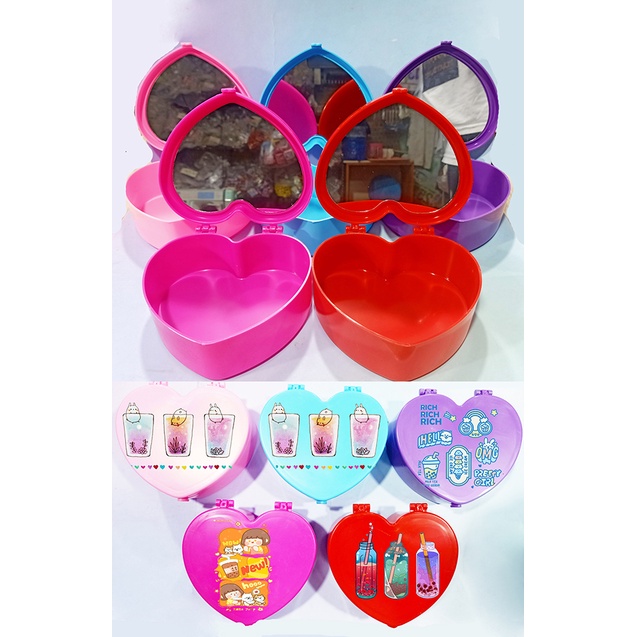 Hộp tim trà sữa kèm gương HKG34 boba tea dễ thương cute đựng trang sức hoạt hình