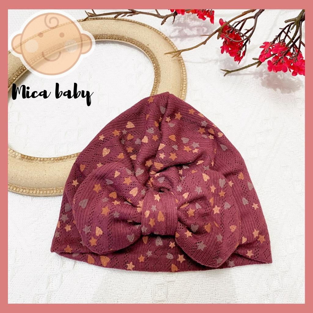 Mũ nón turban thắt nơ đỏ đô đậm tym sao đáng yêu cho bé từ Mica baby MTB84