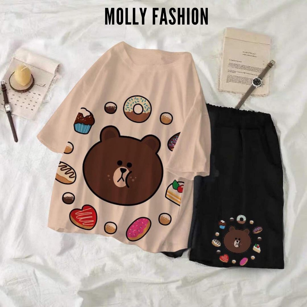 Set đồ bộ hoạt hình ❤️ Bộ mặc nhà Cartoon BUNNY DONUT form rộng Unisex nam nữ Molly Fashion