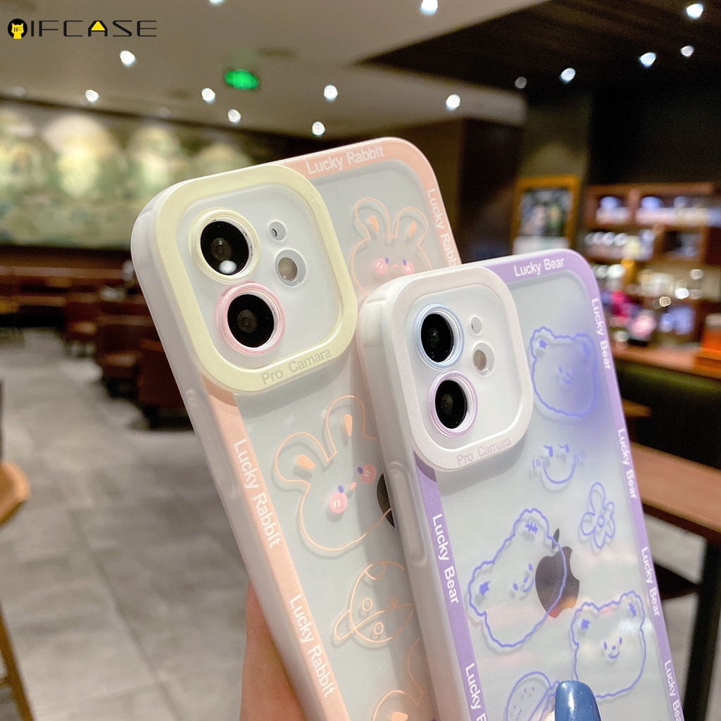 Ốp điện thoại tpu hình thỏ/gấu cho iPhone 13 12 Mini 11 Pro Max XS Max XR X 7 8 Plus
