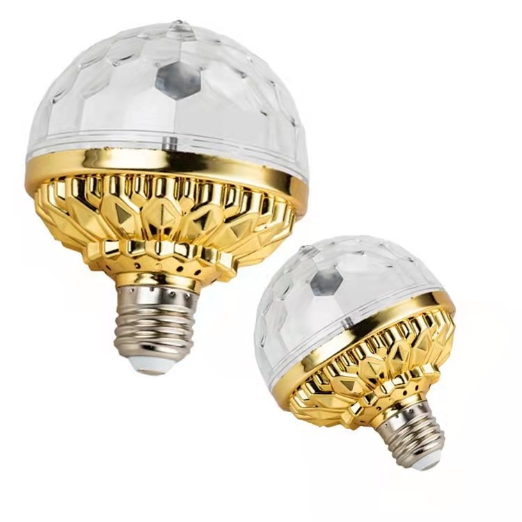 Đèn LED xoay đế vàng 7 màu vũ trường nháy chớp theo nhạc ,Hiệu ứng 360 độ mẫu mới nhất.