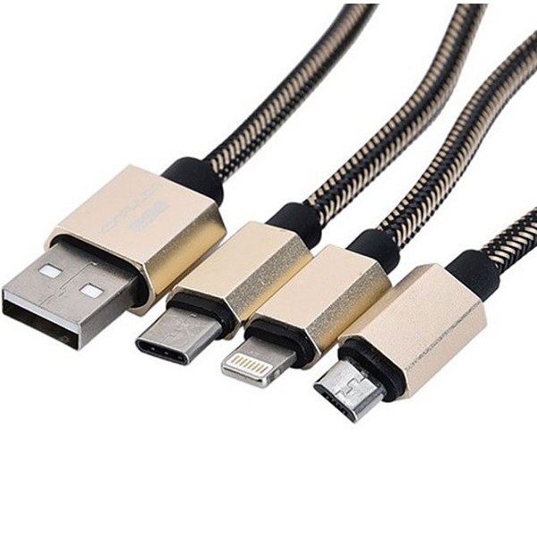 Cáp sạc 4 đầu Romoss (Iphone, Micro, Type C, USB) dạng móc khóa