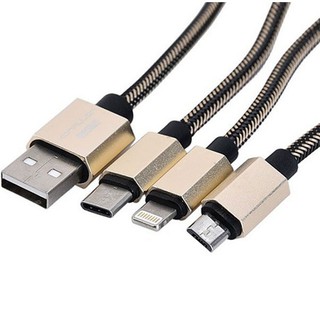 Cáp sạc 4 đầu Romoss (Iphone, Micro, Type C, USB) dạng móc khóa
