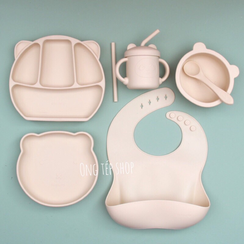 Khay ăn dặm silicon chống đổ đế hút chân không an toàn cho bé - Sumishop2019