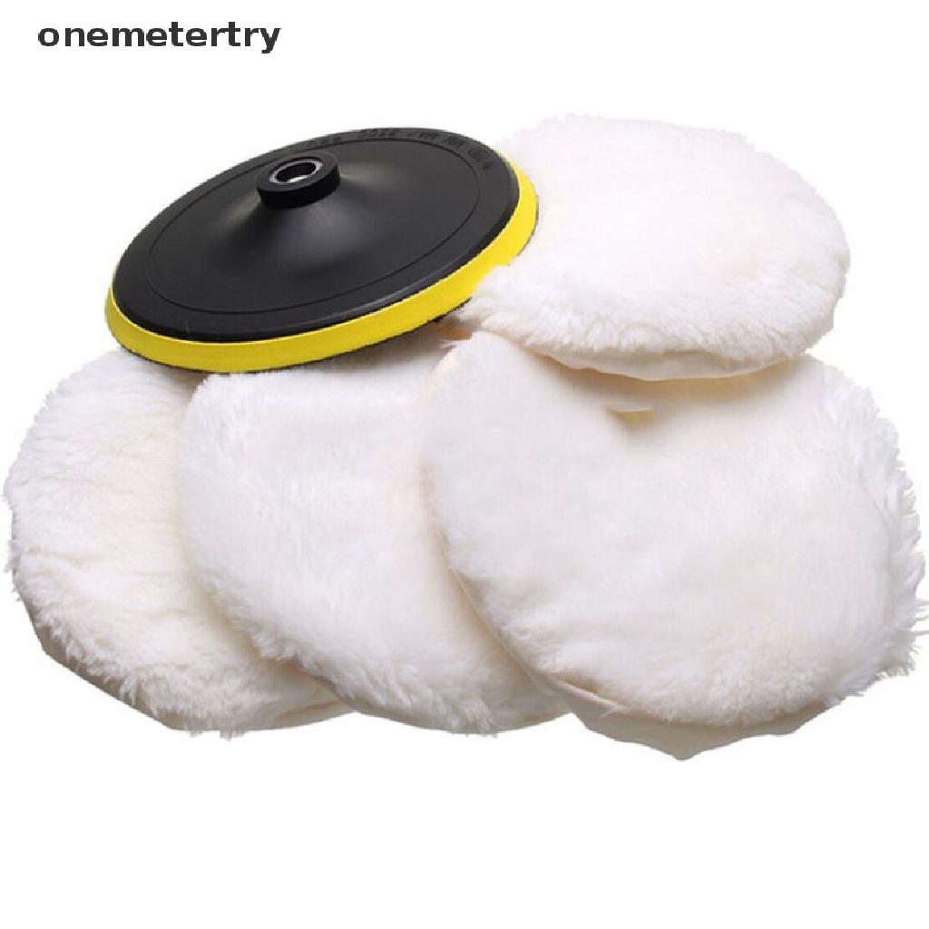 Bộ 5 Đĩa Đánh Bóng Xe Hơi Bằng Len Mềm Mại Màu Trắng Tiện Dụng