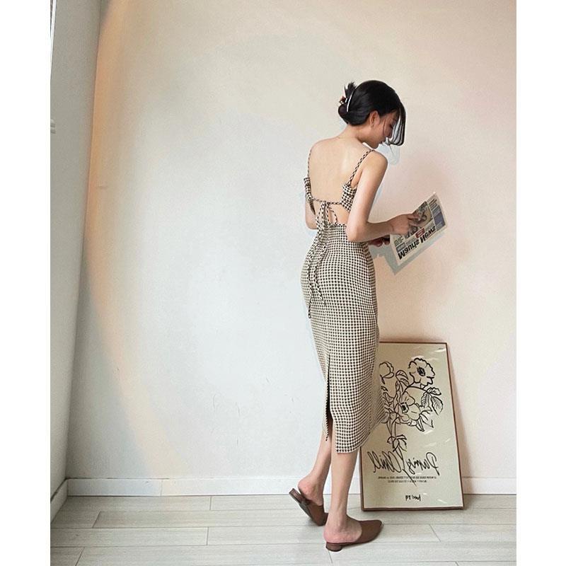 Đầm hai dây JSC dáng dài ôm dáng phong cách Hồng Kông thời trang cổ điển quyến rũ