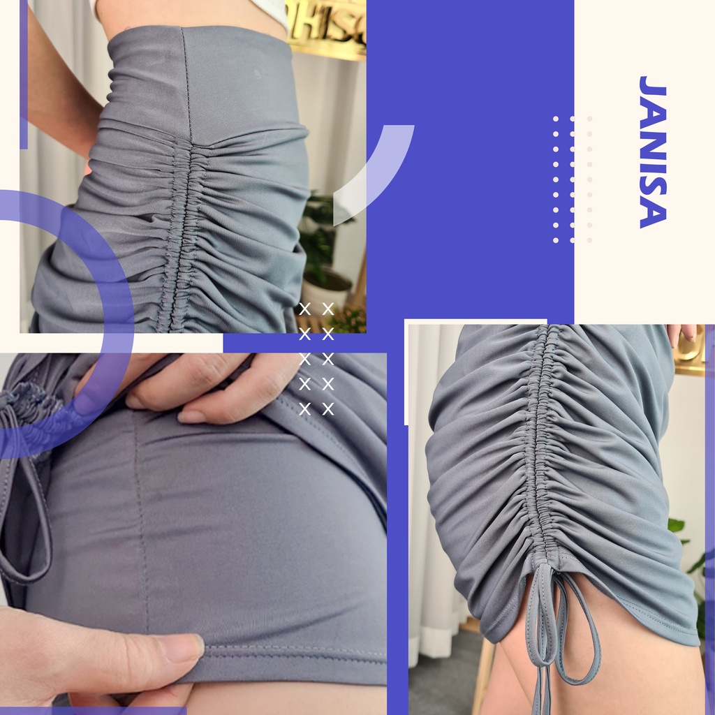 Chân váy ngắn ulzzang xếp ly rút dây ôm body lưng cao JANISA CV16 | BigBuy360 - bigbuy360.vn