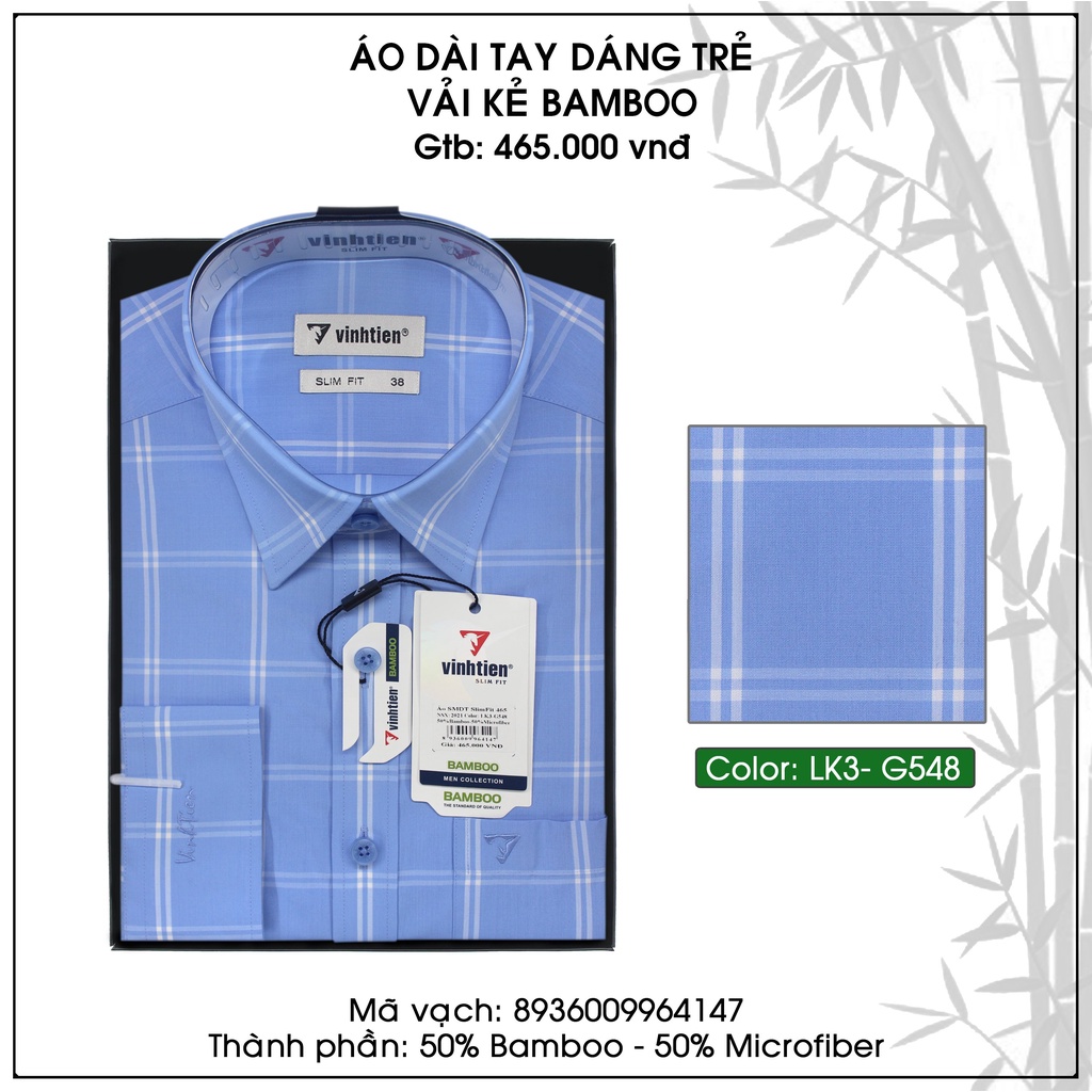 Áo Sơ Mi Dài Tay Bamboo SlimFit Vĩnh Tiến Caro A465