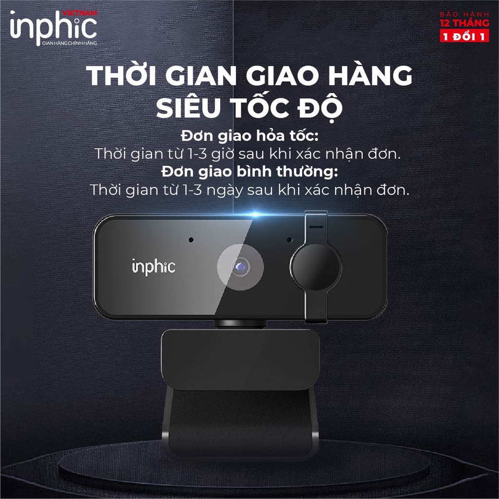 Webcam INPHIC UC10 Full HD 1080p Cực Nét Có Mic Dùng Cho Máy Tính Laptop Hỗ Trợ Học Tập và Làm Việc Online