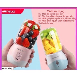 MÁY XAY SINH TỐ CẦM TAY HONGUO 6 LƯỠI TIỆN LỢI FULLBOX KÈM SẠC KHÔNG THỂ THIẾU CHO MÙA HÈ