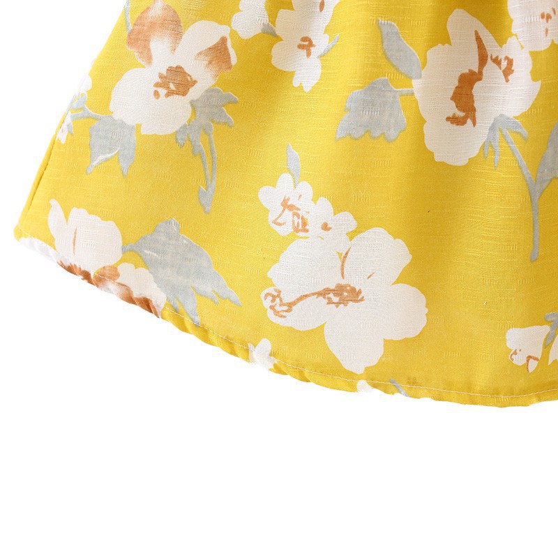 Set đầm xòe họa tiết hoa kèm mũ rộng vành xinh xắn thời trang cho bé gái