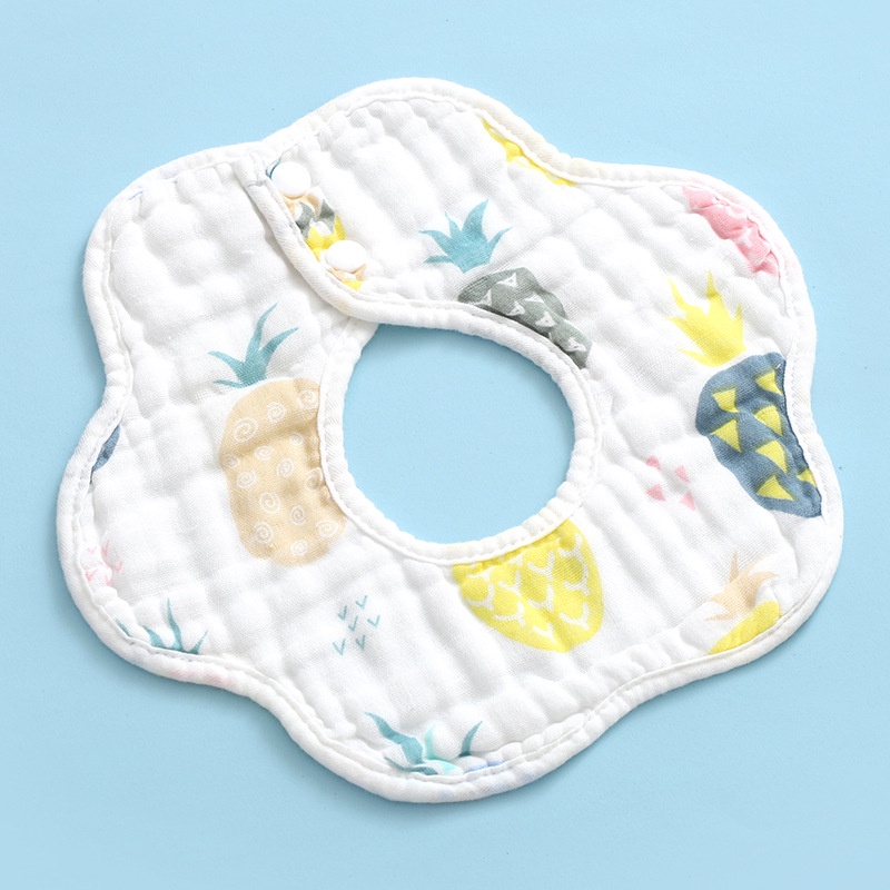 Yếm Ăn Cotton Xoay 360 Độ In Họa Tiết Dễ Thương Cho Bé