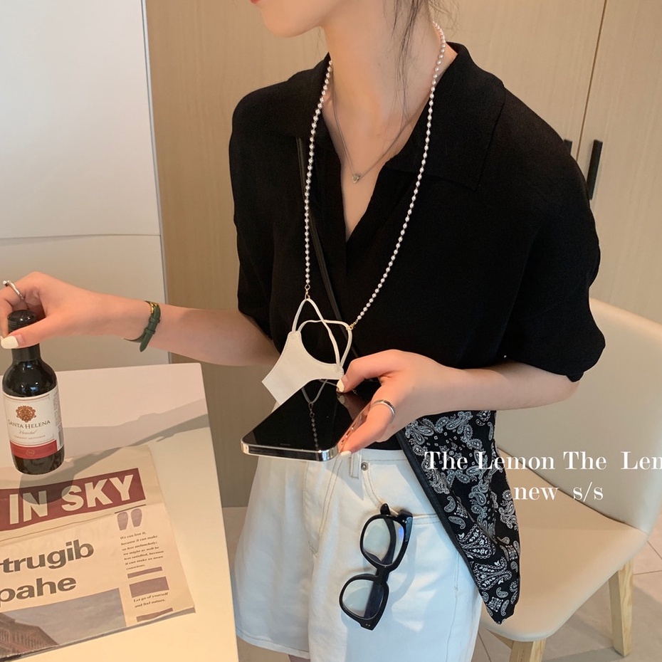 Áo polo Dệt Kim Tay Ngắn Cổ polo Thời Trang Mùa Hè Dành Cho Nữ