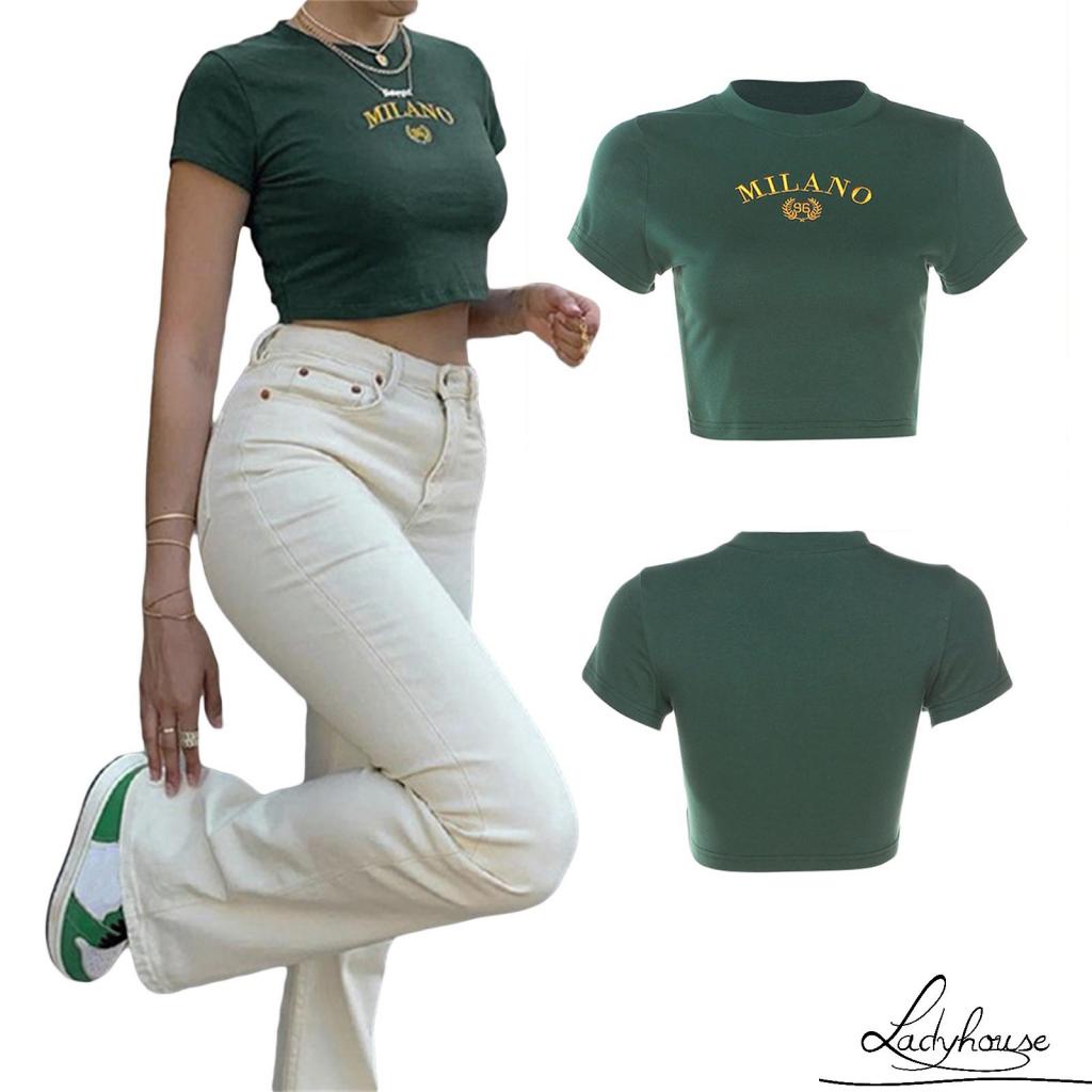 Áo Thun T-shirt Tay Ngắn Cổ Tròn In Chữ Số Thời Trang Xuân Thu Dành Cho Nữ