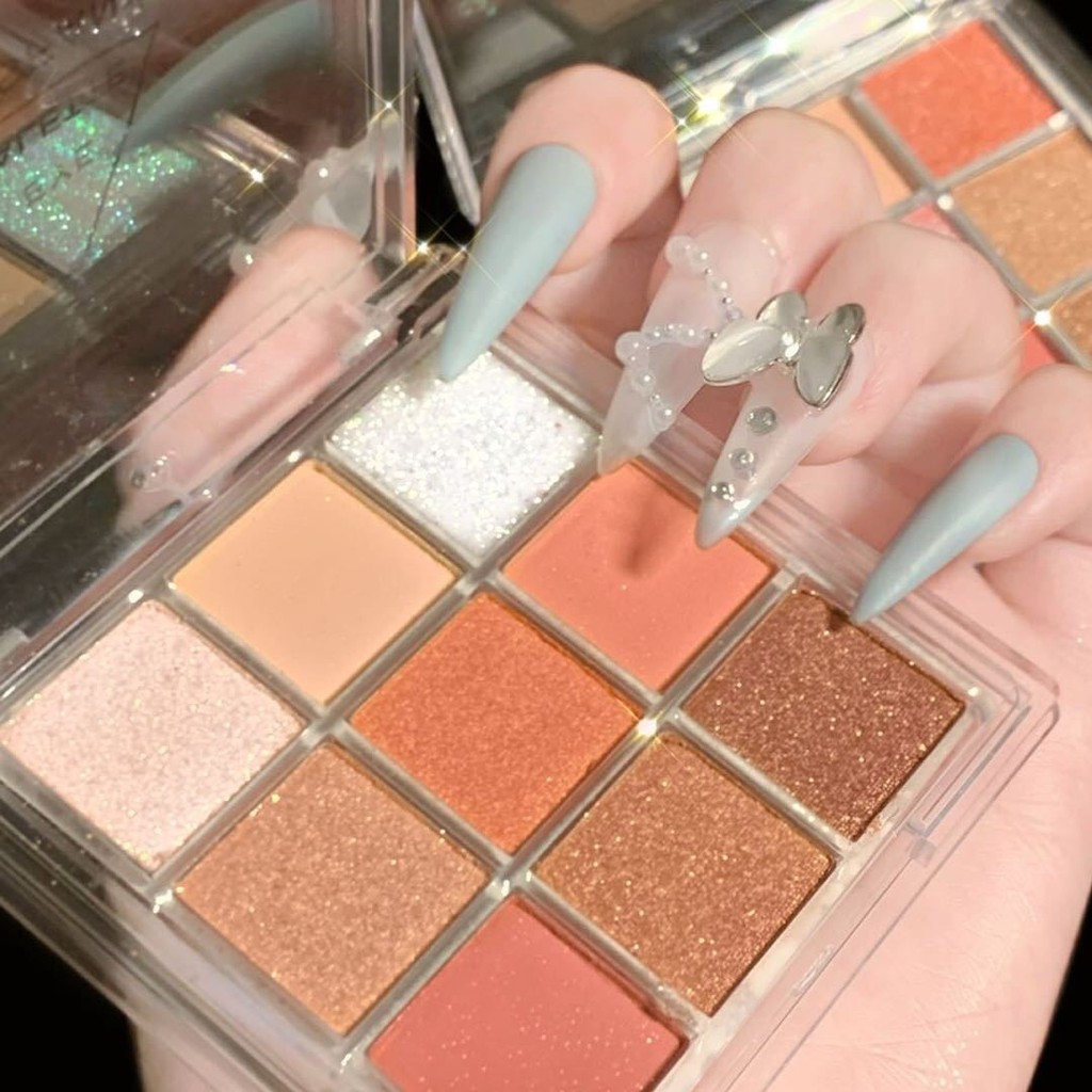 Bảng mắt 9 Ô Eye Palette Tông màu nâu cam vàng nhũ INSFANY (M2)