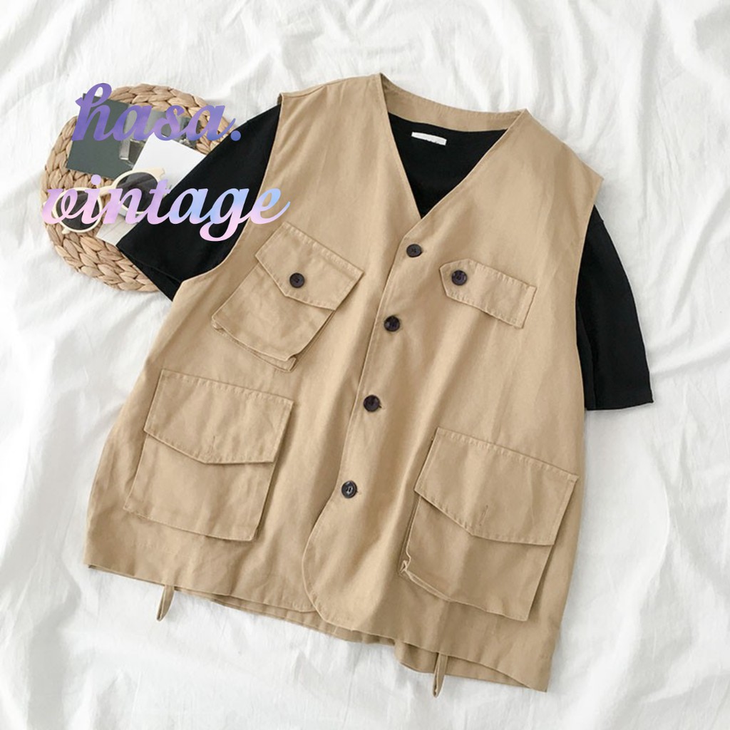 [Có sẵn]🌿 Áo khoác gile kaki mỏng túi hộp ulzzang 🔥 | BigBuy360 - bigbuy360.vn