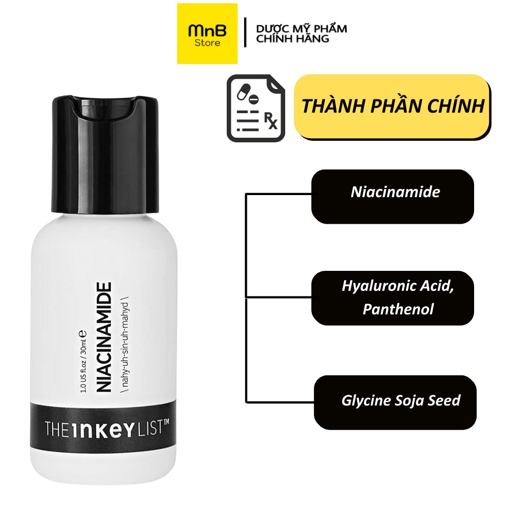 Serum The Inkey List Niacinamide Giảm Mụn Kiềm Dầu Thu Nhỏ Lỗ Chân Lông 30ml