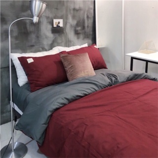 Set chăn ga gối cotton đũi: đỏ đen