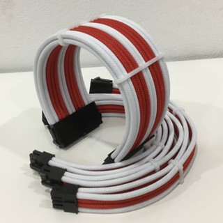 DÂY NGUỒN BỌC LƯỚI NỐI DÀI MÀU TRẮNG ĐỎ CAO CẤP WHITERED01