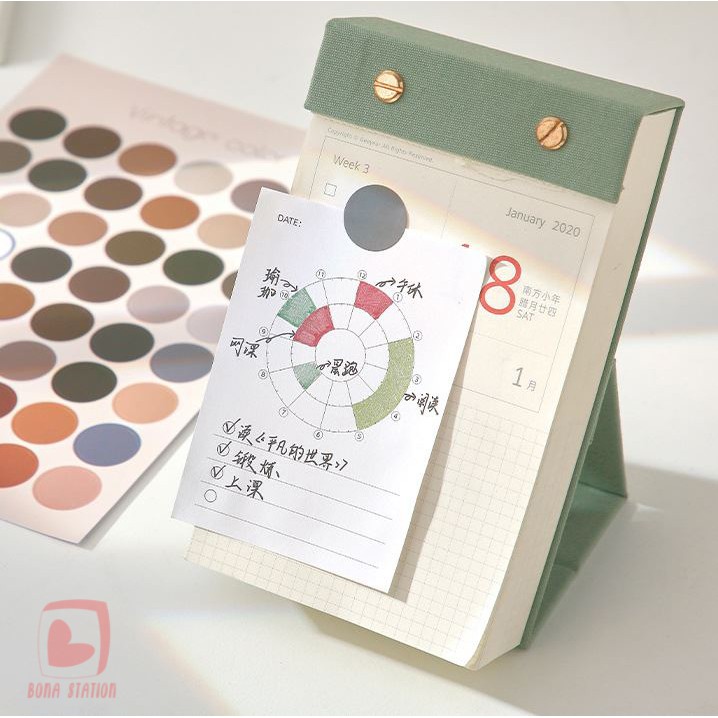 Sticker nhãn giấy tròn vintage morandi 48 cái | BSG010
