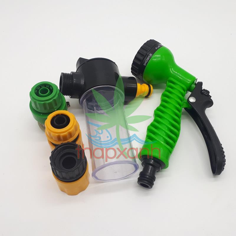 Bộ vòi xịt nước tưới cây, Rửa xe BTN-5201, Vòi 7 in 1 kèm bình xà phòng