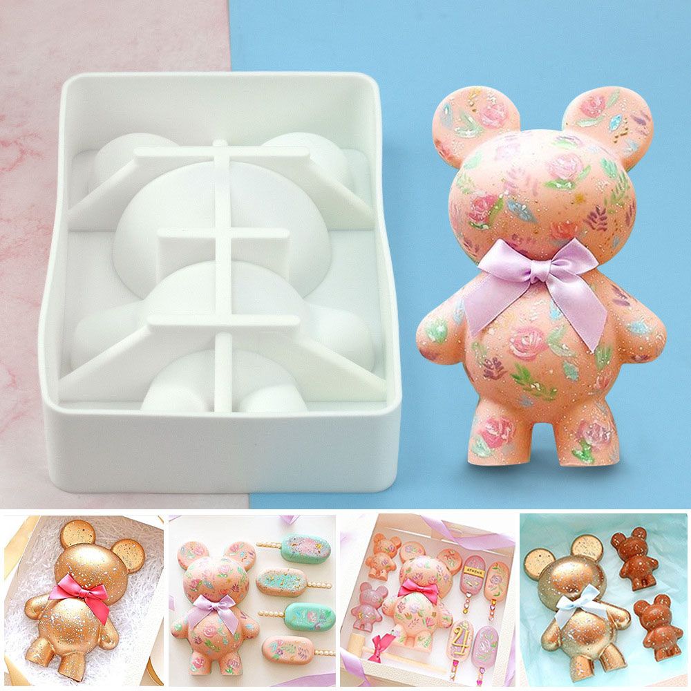 Khuôn silicone tạo hình làm bánh hình chú gấu 3D