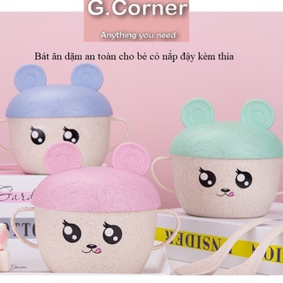 Bát Ăn Dặm Lúa Mạch Cho Bé Có Nắp Đậy Kèm Thìa