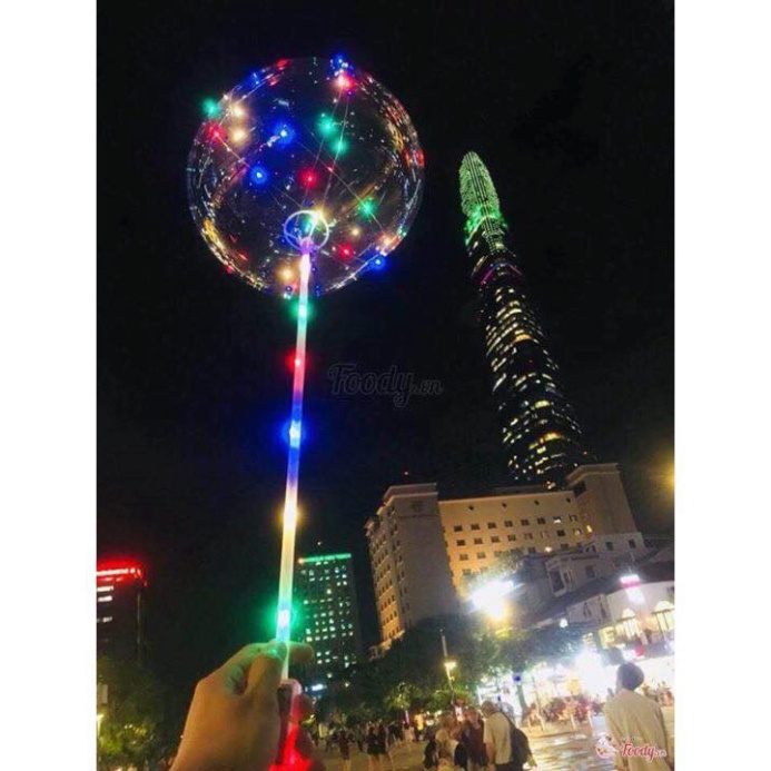 Bóng Phát sáng, Bóng bay Galaxy - trang trí. Có sẵn đèn Led+Pin+Gậy cầm tay. Loại có lõi bên trong &lt;như hình&gt;
