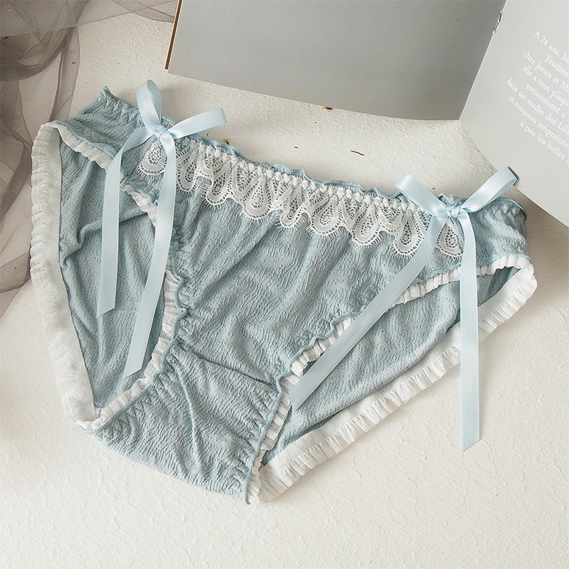 Quần Lót Cotton Phối Ren Nhún Bèo Co Dãn Thoải Mái Xinh Xắn Cho Nữ DAN L&amp;U 1688