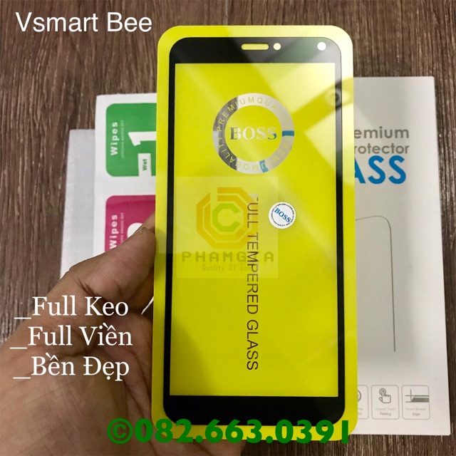 Kính cường lực Vsmart Bee Full keo Full viền 9D (có video)