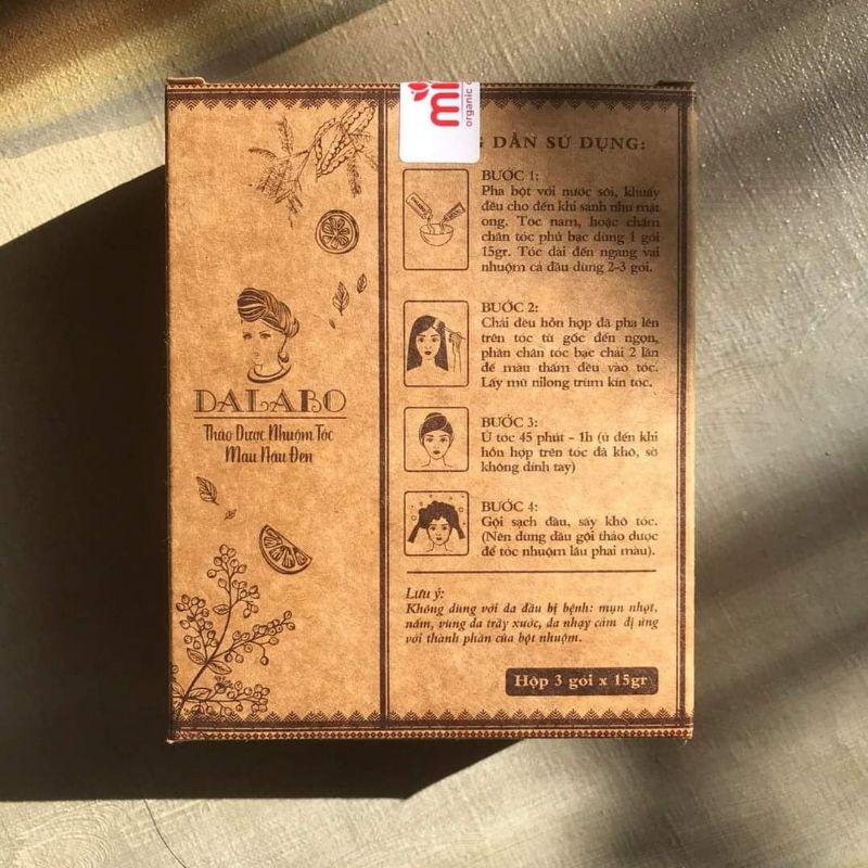 Bột Lá Nhuộm Tóc DALABO CHÍNH HÃNG Không Hoá Chất Màu Đen/Nâu đen/ Nâu/Nâu Đỏ