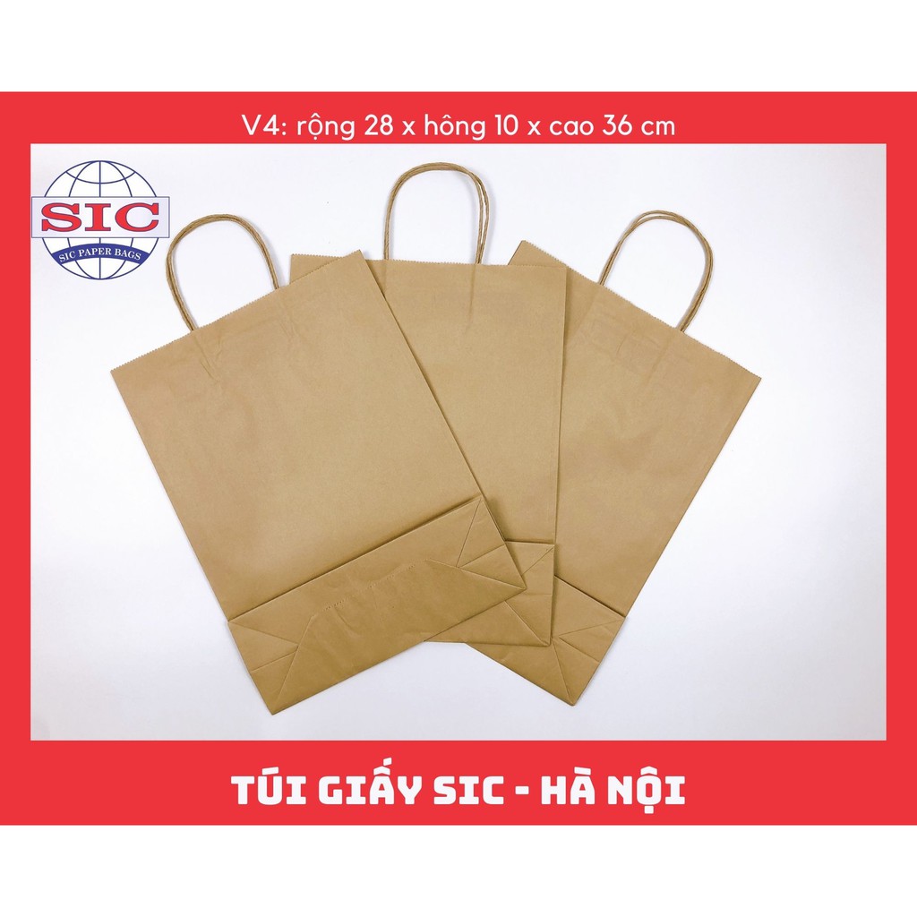 [SET 100 CHIẾC] TÚI GIẤY KRAFT V4: 28x10x36 CÓ QUAI ( ẢNH THẬT)