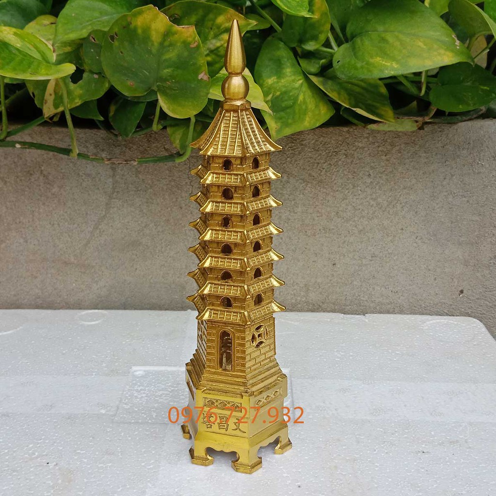 Tháp văn xương 7 tầng cao 23cm bằng đồng, tháp văn xương bằng đồng cầu đỗ đạt