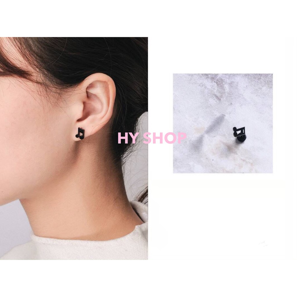 bông tai titan nốt nhạc lớn-khuyên nam nữ thép y tế cá tính - khuyên unisex/BTS không gỉ