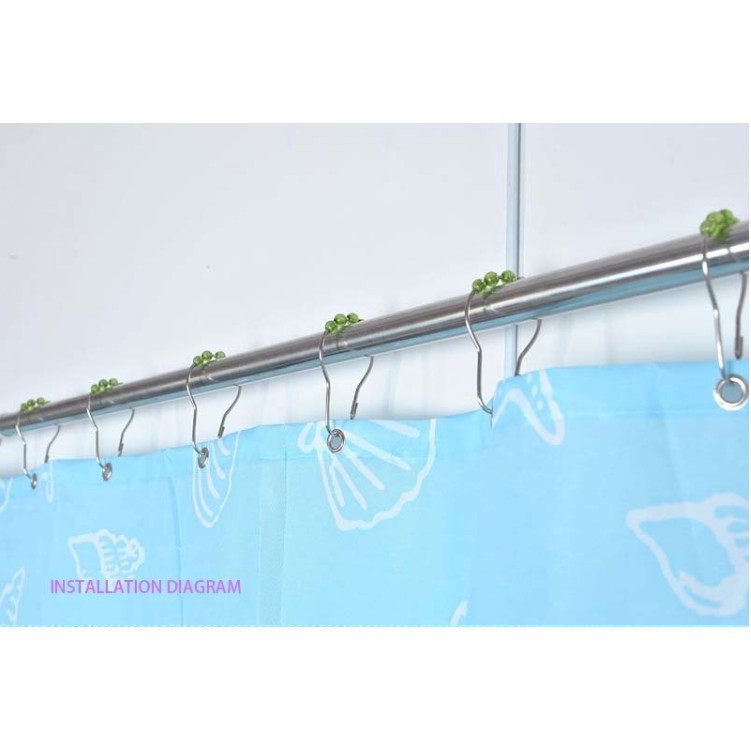 Rèm Phòng Tắm / Rèm Cửa Sổ họa tiết Vỏ Sò Xanh 180cm X 180cm Loại 1( Cao Cấp )
