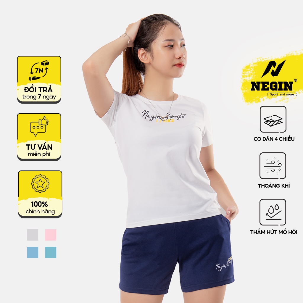 Áo Thun T-Shirt Nữ NEGIN Thiết Kế Cổ Tròn Ngắn Tay, Họa Tiết In Sắc Nét, Chất Cotton Thoáng Mát AN338W