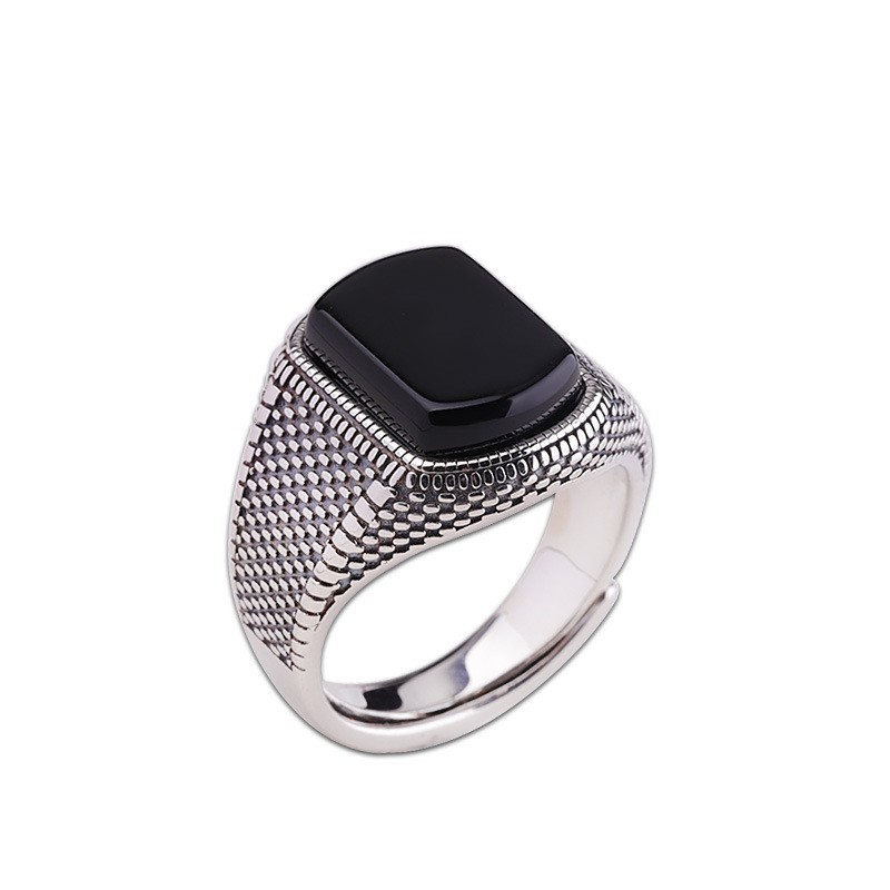 NHẪN BLACK STONE - Bạc Thái 925 đính Onyx Đen VIP - Thiết Kế Sang Trọng, Lịch Lãm, Đẳng Cấp - Phong Thủy Thành Đô