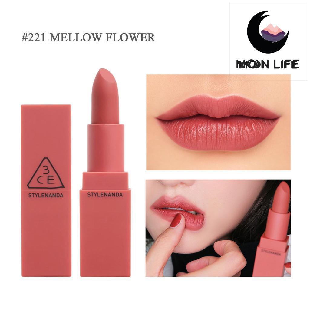 Son thỏi 3CE Stylenanda Lip Color 221 Mellow Flower - Hồng Đất