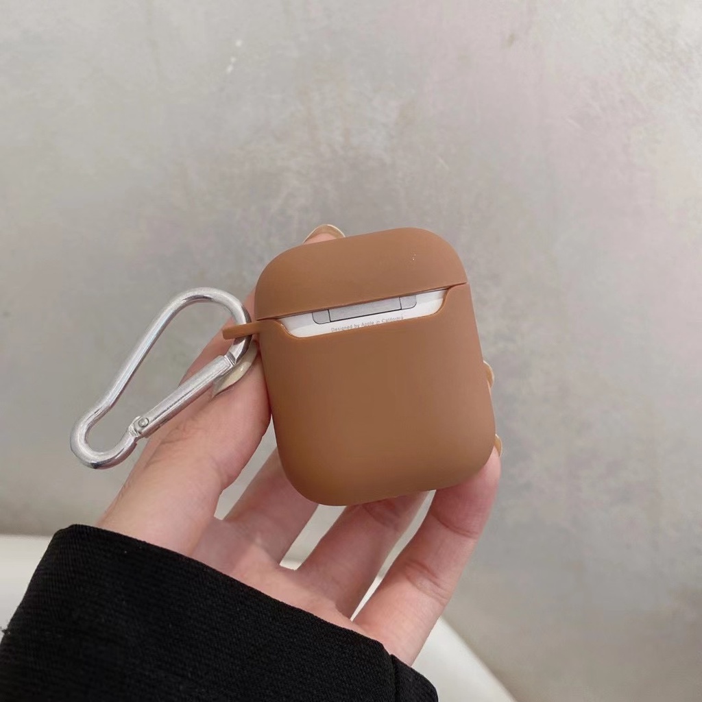 Vỏ TPU mềm hình trái tim nâu nhỏ bảo vệ hộp tai nghe không dây kết nối Bluetooth Airpods 1/2 Pro