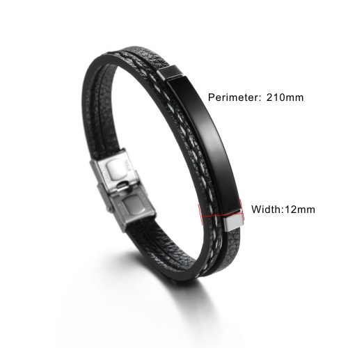 Vòng Tay Da Bện Nhiều Lớp ECGIFT BR006 Bằng Thép Không Gỉ Phong Cách Công Sở Cho Nam
