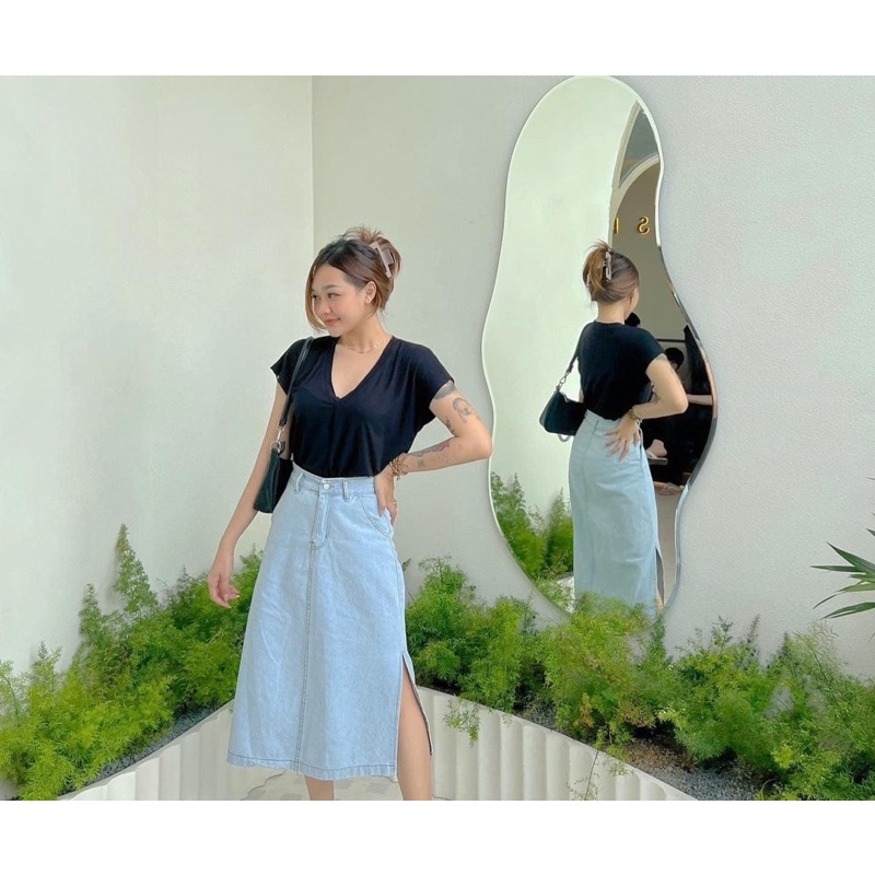Chân váy jeans dáng dài xẻ tà JIMMY SKIRT