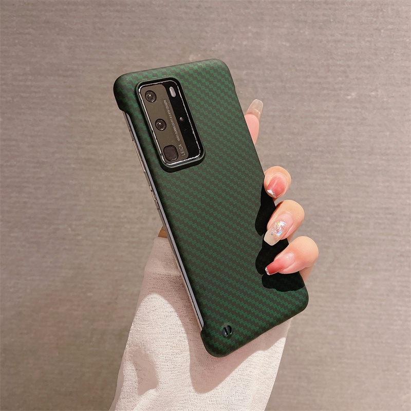 Ốp Điện Thoại Sợi Carbon Cứng Siêu Mỏng Không Viền Chống Sốc Cho Huawei P50 P50Pro P30 P30Pro P40 P40Pro